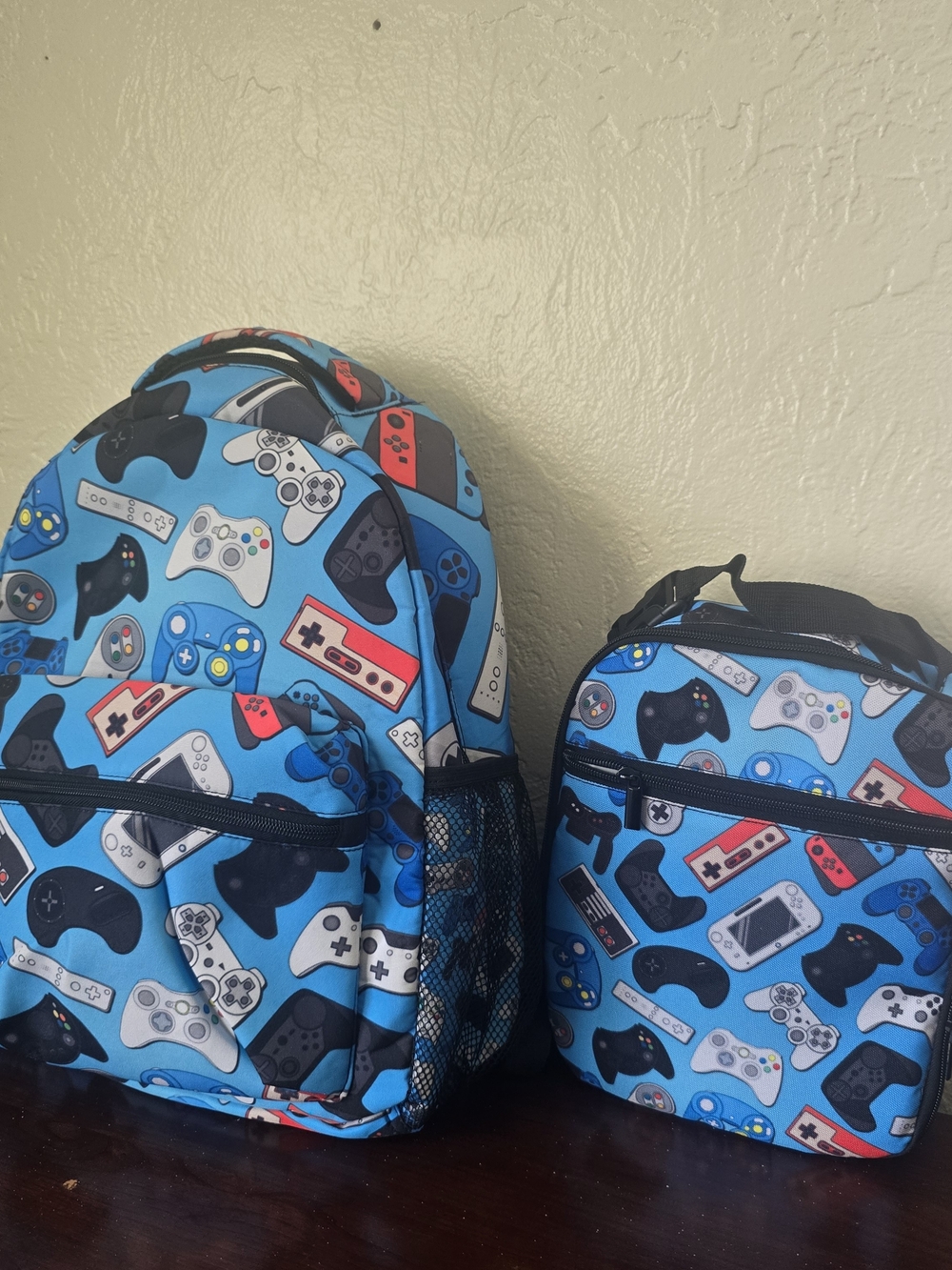 Brand New Unused Gamer Backpack And Lunch Box Set Video Game Controllers